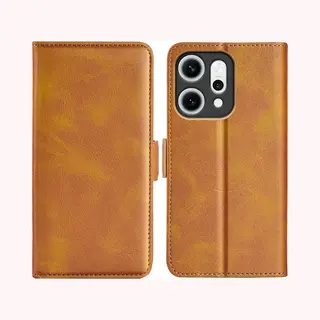 MobyDefend Hoesje - Geschikt Voor Oppo Reno14 - Luxe Wallet Book Case (Sluiting Zijkant) - Lichtbruin