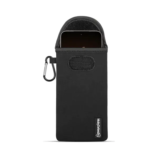 MobyDefend Hoesje - Geschikt Voor Xiaomi 15T Pro - Neopreen Pouch Met Karabijnhaak - Insteek - Riemlus - Zwart thumbnail