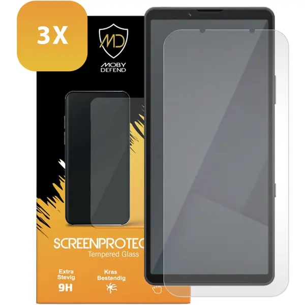 3-Pack MobyDefend Screenprotectors - Geschikt Voor Sony Xperia 10 Vii - Case-Friendly Screensavers - Gehard Glas thumbnail