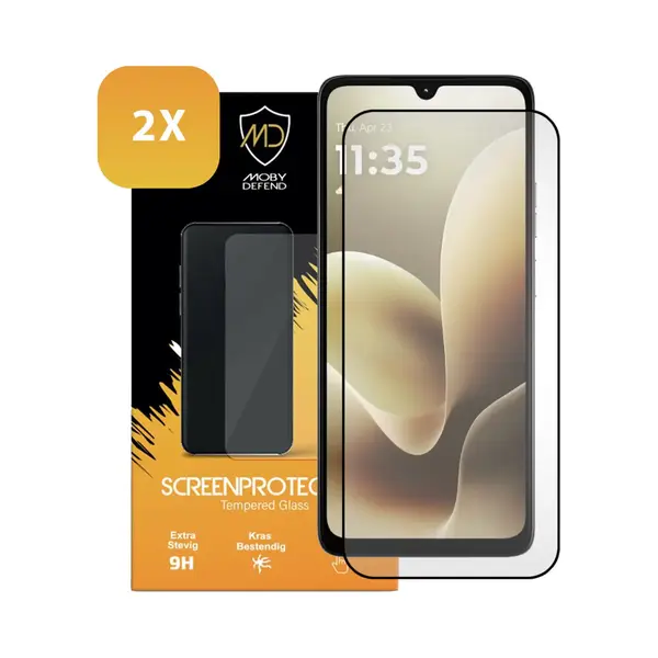 2-Pack MobyDefend Screenprotectors - Geschikt Voor Motorola Moto G06 Power - Screensavers Met Zwarte Randen - Gehard Glas thumbnail