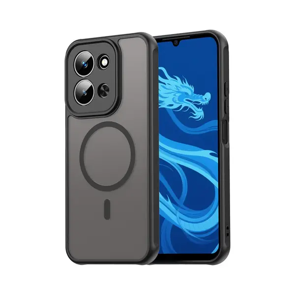 MobyDefend Hoesje - Geschikt Voor Xiaomi Redmi 15C 5G - Case Geschikt Voor MagSafe - Mat Transparant Met Gekleurde Rand - Zwart thumbnail