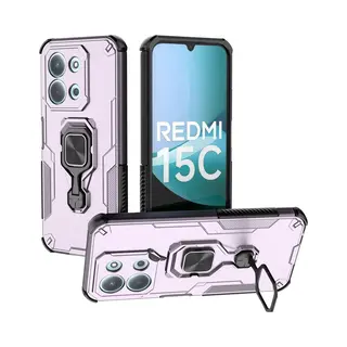 MobyDefend Hoesje - Geschikt Voor Xiaomi Redmi 15C 5G - Dubbelgelaagde Pantsercase Met Standaard - Roze
