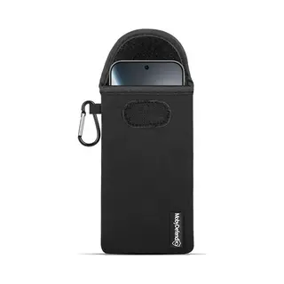 MobyDefend Hoesje - Geschikt Voor Oppo Find X9 Pro - Neopreen Pouch Met Karabijnhaak - Insteek - Riemlus - Zwart