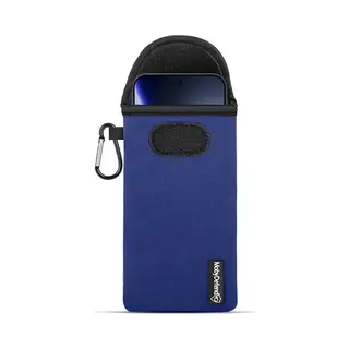 MobyDefend Hoesje - Geschikt Voor Oppo Find X9 - Neopreen Pouch Met Karabijnhaak - Insteek - Riemlus - Blauw