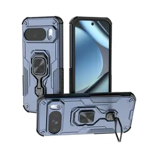 MobyDefend Hoesje - Geschikt Voor Google Pixel 10 / Google Pixel 10 Pro - Dubbelgelaagde Pantsercase Met Standaard - Blauw