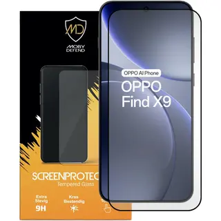 MobyDefend Screenprotector - Geschikt Voor Oppo Find X9 - Screensaver Met Zwarte Randen - Gehard Glas