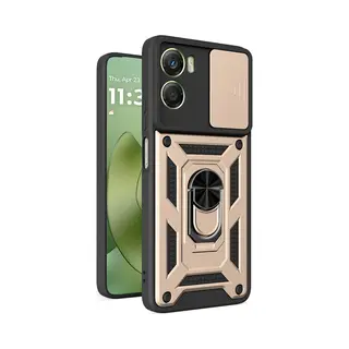 MobyDefend Hoesje - Geschikt Voor Motorola Moto G06 / Motorola Moto G06 Power - Pantsercase Met Draaibare Ring - Goud