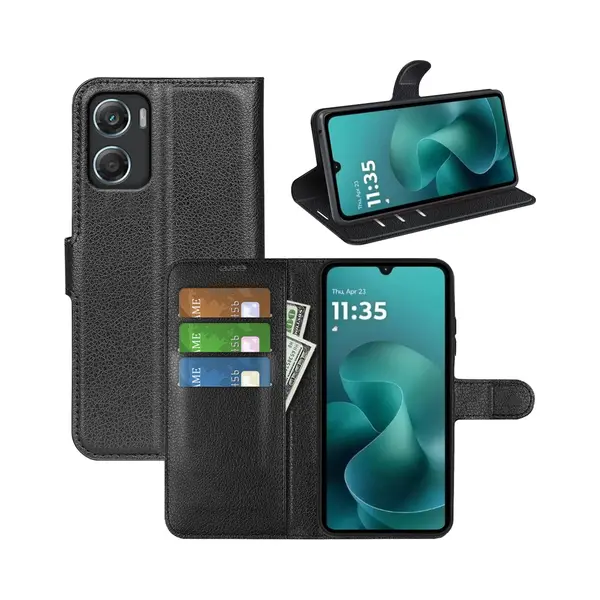 MobyDefend Hoesje - Geschikt Voor Motorola Moto G06 / Motorola Moto G06 Power - Kunstleren Wallet Book Case (Sluiting Voorkant) - Zwart thumbnail