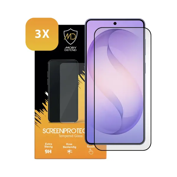 3-Pack MobyDefend Screenprotectors - Geschikt Voor Samsung Galaxy S26 Plus (S26+) - Screensavers Met Zwarte Randen - Gehard Glas thumbnail