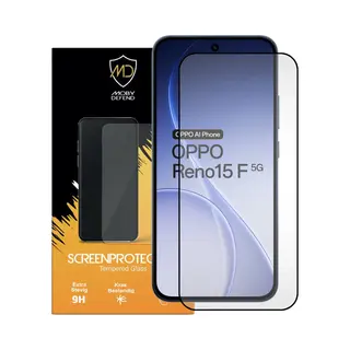 MobyDefend Screenprotector - Geschikt Voor Oppo Reno15 F / Oppo Reno15 Fs - Screensaver Met Zwarte Randen - Gehard Glas
