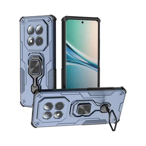MobyDefend Hoesje - Geschikt Voor Xiaomi Redmi Note 15 5G - Dubbelgelaagde Pantsercase Met Standaard - Blauw thumbnail