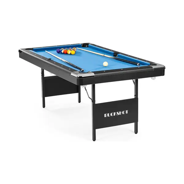 Buckshot Billardtisch 6ft - 193x109x81cm Atlanta- Tischbillard Klappbar Mit Zubehör - 6 Fuß Pool Billard Mit Metallklappbeinen - Blau/Schwarz thumbnail