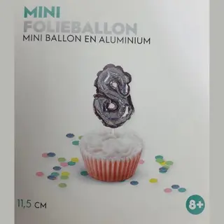 Folieballon / Cijferballon - Zilver - Getal 8 - 11, 5 Cm