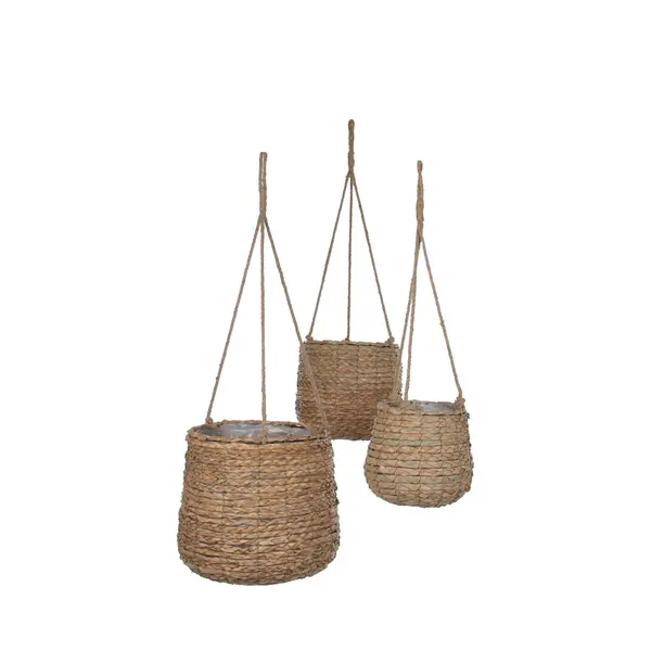 Mica Decorations Avalon Hangpot - Set Van 3 - H90 XØ30 Cm - Zeegras - Lichtbruin thumbnail