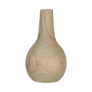 Mica Decorations Vaas - Paulownia Hout - Bolvormig - 16 X 28 Cm - Bloemenvaas - 7L