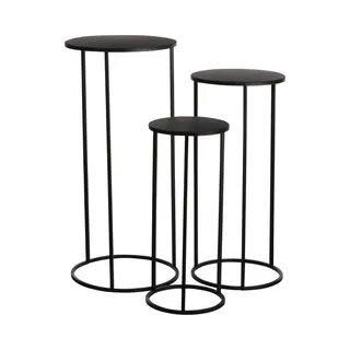 Mica Decorations Quinty - Bijzettafel - Set Van 3 - H50/H60/H70 XØ22/Ø27/Ø32 Cm - Metaal - Zwart (set Van 3)