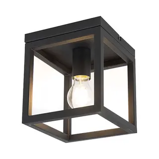 Qazqa Cage - Industriele Plafondlamp - 1 Lichts - L 180 Mm - Zwart - Industrieel - Woonkamer | Slaapkamer | Keuken
