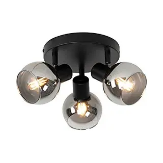 Qazqa Vidro - Art Deco Plafondspot | Spotje | Opbouwspot - 3 Lichts - Ø 35 Cm - Zwart - Woonkamer | Slaapkamer | Keuken