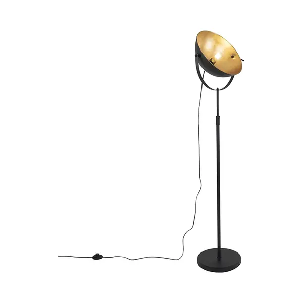 Qazqa - Floor Lamp Black With Gold 35 Cm Adjustable - Magnax- - Industrial - Suitable For Led E27 | 1 Light - Steel Floor Lamp - Suitable For Living thumbnail