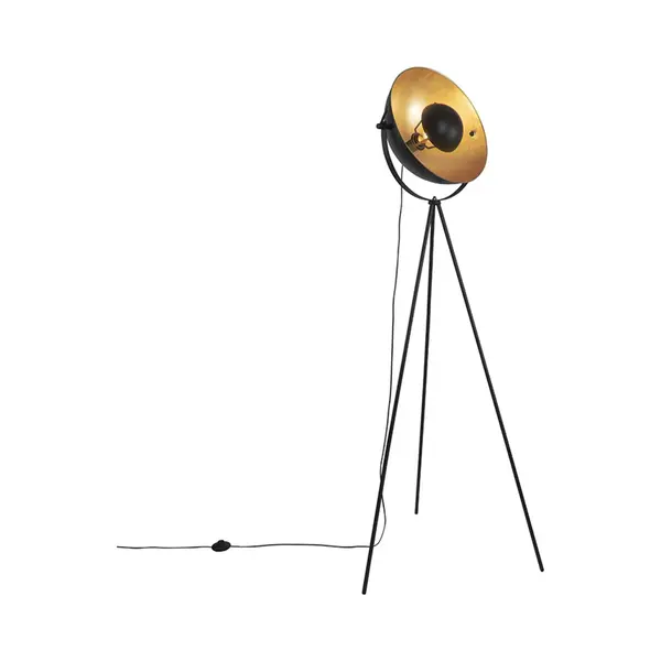 Qazqa - Floor Lamp Black With Gold 42 Cm Adjustable Tripod - Magnax thumbnail
