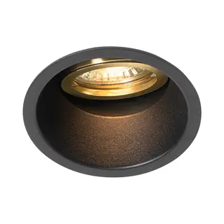 Qazqa Modern Recessed Spotlight Black With Gold Swivel And Tilt - Alloy