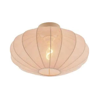 Qazqa Deckenleuchte Bida, Ohne Leuchtmittel, E27, Beige, Design, Textil, 1-flammig