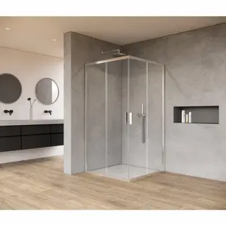 FugaFlow Efficiente Vetro Douchecabine - 80x80x200cm - Hoekinstap - Helder Glas - Profiel - Chroom