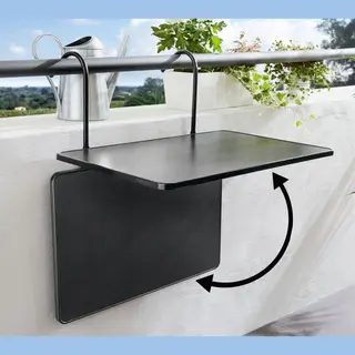 Relaxwonen Balkontafel Inklapbaar – Zwart – 40 X 60 X 70 Cm – Balkontafeltje Hangend Balkonbar Balkontafels Opklapbaar Hangtafel – Ophangbaar Voor Aan