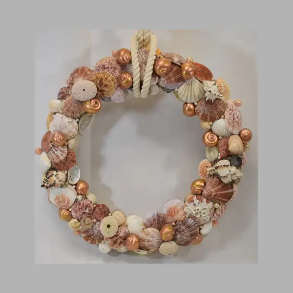 ZoeZo Design - Krans - Schelpenkrans - Zomerkrans - Nautisch - Strand - Zee - Schelp - Ø 40 Cm - Natuurlijke Materialen - Echte Schelpen thumbnail