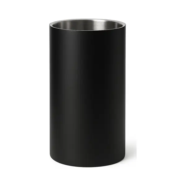 Benza Dubbelwandige Rvs Wijnkoeler Zwart – Extra Hoog (Ø 12 × 20 Cm) – Isolerende Champagne- & Wijnkoeler Voor Flessen Ø 9–10 Cm thumbnail