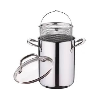 Ceruzo Aspergepan -Pasta Pan- Ø 16 Cm - 4.2L- Rvs - 21cm Hoog - Inductie - Inzetmand Glazen Deksel