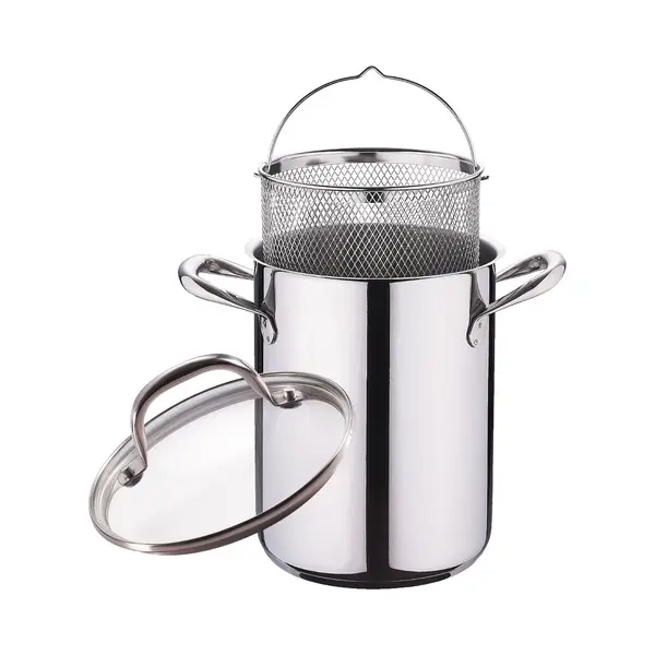 Ceruzo Aspergepan -Pasta Pan- Ø 16 Cm - 4.2L- Rvs - 21cm Hoog - Inductie - Inzetmand Glazen Deksel thumbnail