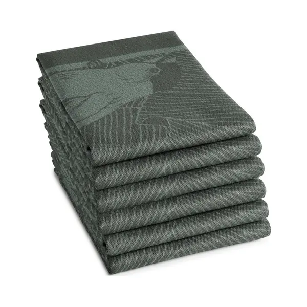 Ddddd Birdy - Theedoek Set Van 6 - 100% Katoen - 60x65 Cm - Groen (6 Stuks) thumbnail