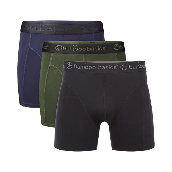 Bamboo Basics Herren Boxer Shorts Rico, 3er Pack - Atmungsaktiv, Single Jersey Schwarz/Grün/Blau L thumbnail