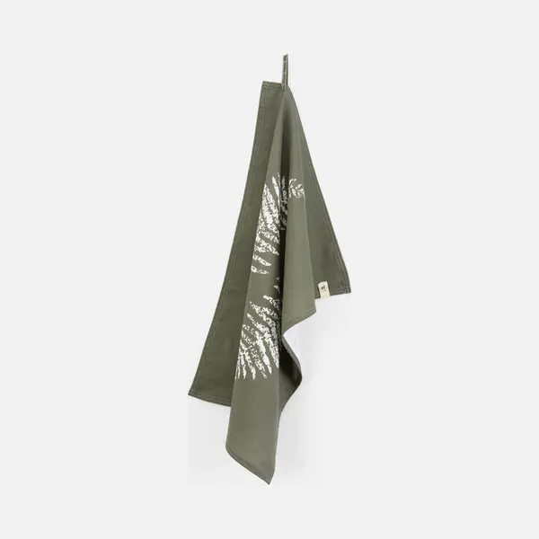 Walra Theedoek Dry With Leaves - 50x70 - 100% Katoen - Legergroen thumbnail