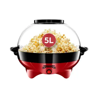 Gadgy Popcorn Machine | Fast Hot Air Popcorn Maker L Healthy, Oil Free/Fat Free L With Measuring Cup And Removable Top Cover L Retro Red Overlay