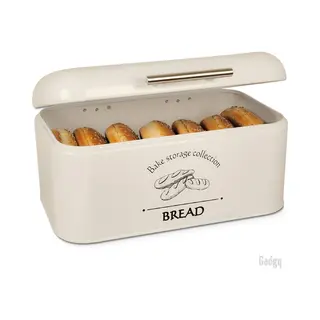 Gadgy Broodtrommel - Met Klepdeksel En Kruimelrek - Brooddoos - Off White - Metaal - Brood Bewaardoos