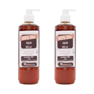 Zalmolie Voor Hond En Kat - Vol Omega 3 En 6 Verbetert De Weerstand - Zorgt Voor Een Glanzende Vacht - Animalking - Visolie Vloeibaar - 2 X 500 Ml