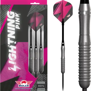 Bull'S Lightning 80% Pink Steel Dart - 22g | Curved Barrel With Ring Grip For Consistent Casts