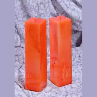 Kwadrant Kaars Oranje, Type "Explosion" Hoogte 22 Cm, 2 Stuks - Gemaakt Door - Candles By Milanne