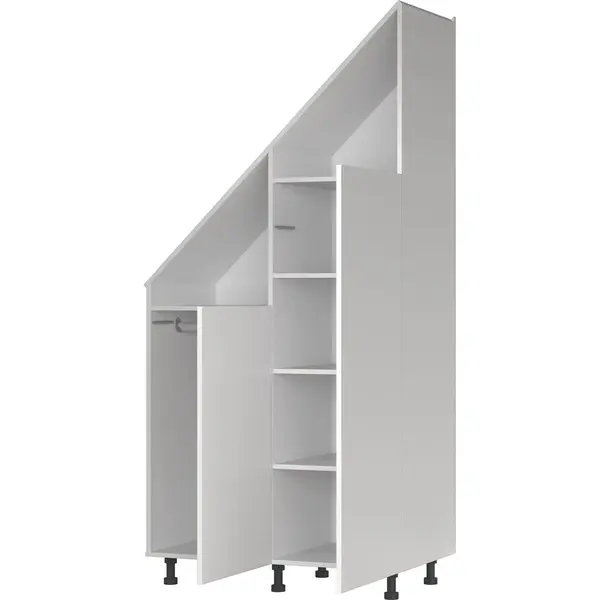 TheBestOf Furniture Kledingkast Tegen Schuine Wand Zolder Slaapkamer - Opbergkast Geschikt Voor Schuine Daken Dakkapel - Schuine Wand Links thumbnail