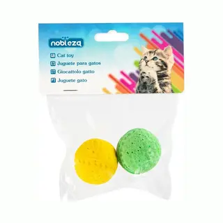 Nobleza Kattenspeelgoed - Speelballetjes Zacht Schuimrubber - Katten Speelgoed Balletjes - Schuimballetjes - 2 Stuks