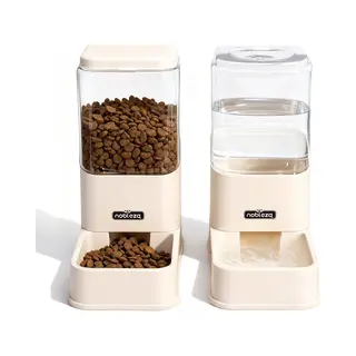Nobleza 40DCO - Automatische Dierenvoederset - Set Van 2 - Fontein Kat - Dier Voeder - Crèmekleurig