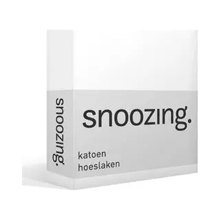 Snoozing - Katoen - Hoeslaken - Tweepersoons - 120x220 Cm - Wit