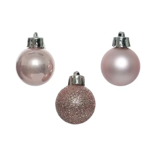 Kaemingk Weihnachtsbaumkugel, Weihnachtskugeln Kunststoff 3cm 14er Set - Rosa thumbnail