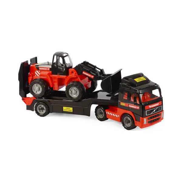 Mammoet Toys Vrachtwagen Met Aanhanger En Graafmachine - Stevig Kunststof thumbnail
