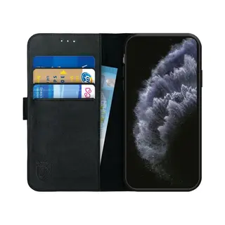 Rosso Deluxe Echt Leer Book Case Hoesje Geschikt Voor Apple IPhone 11 Pro | Ruimte Voor Drie Pasjes | Portemonnee Book Case | Met Pasjeshouder | Zwart