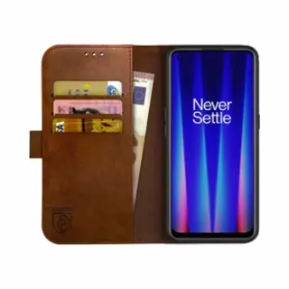 Rosso Element Book Case Wallet Hoesje Geschikt Voor OnePlus Nord Ce 2 | Portemonnee | 3 Pasjes | Magneetsluiting | Stand Functie | Bruin