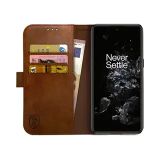 Rosso Element Book Case Wallet Hoesje Geschikt Voor OnePlus 10T | Portemonnee | 3 Pasjes | Magneetsluiting | Stand Functie | Bruin