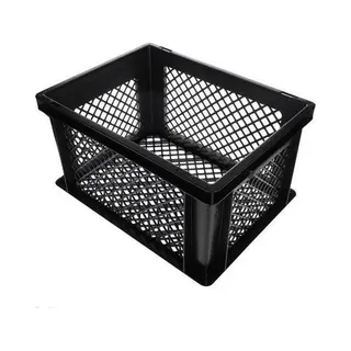 Lastpak Middelgrote Fietskrat - Stevig Kunststof - Geperforeerde Bodem - 40x30x22 Cm - Zwart